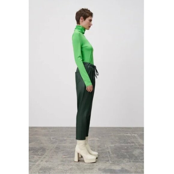 NWT Zara green faux leather pants, XS - Picture 4 of 10